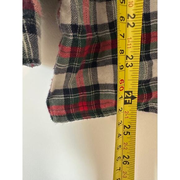 Talbots 10 Red Green White Plaid Flannel Long Sleeve Button-Up Christmas Holiday - Picture 5 of 8